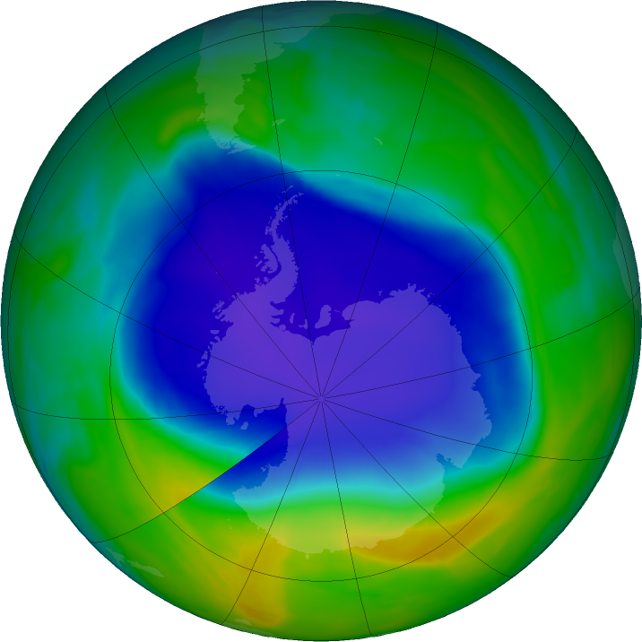 Antarctic ozone map for 14 November 2021